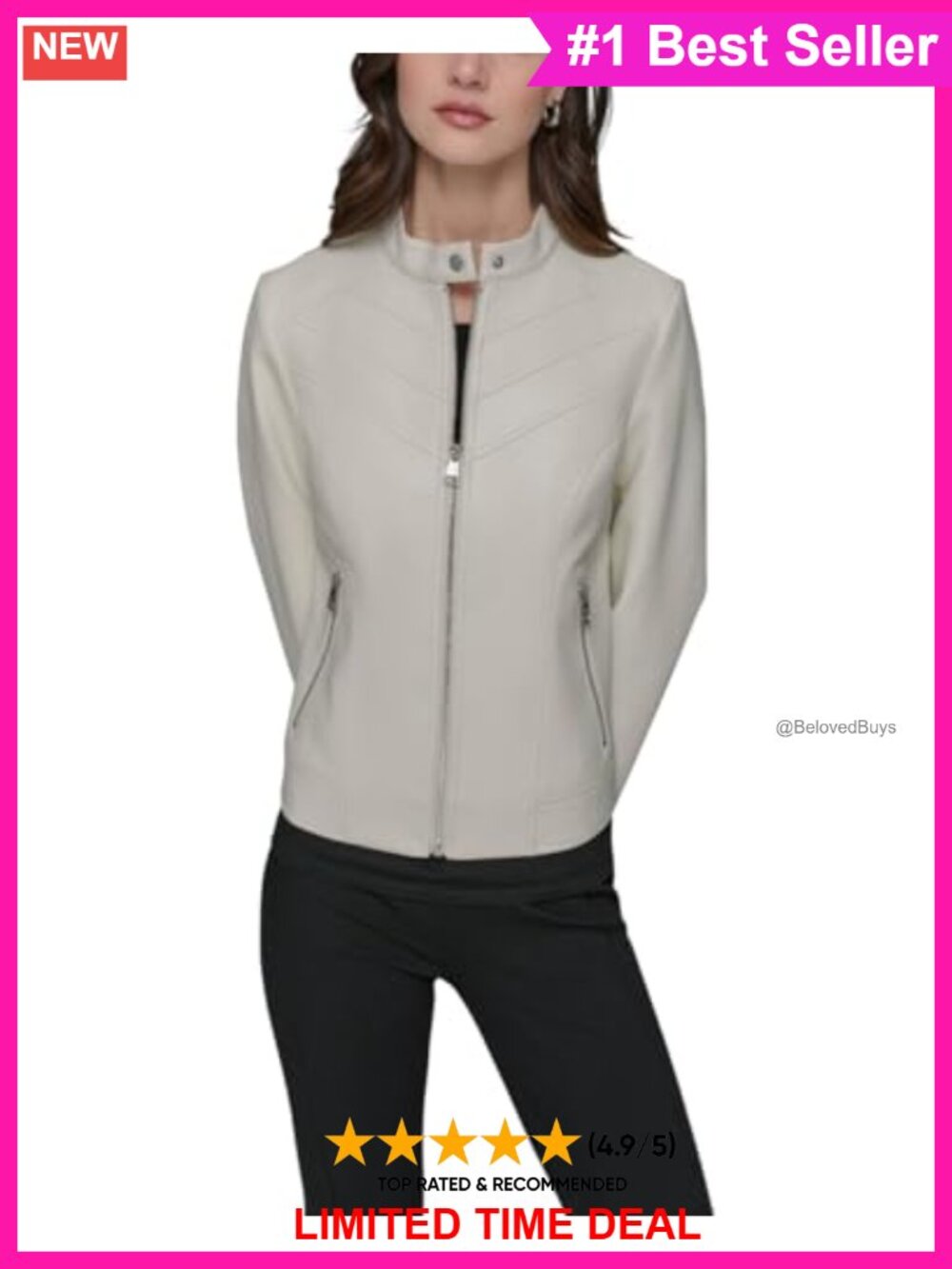 Faux Leather Zip Front Jacket Long Sleeve Women's Outerwear